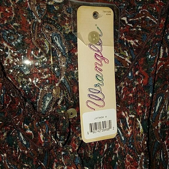 Wrangled Brown rusty color sheer top Sz M NWT. - Picture 3 of 7